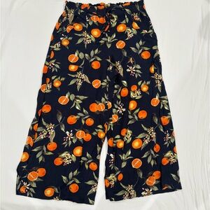 LOFT Women’s Linen Orange Floral Print Wide-leg Pants